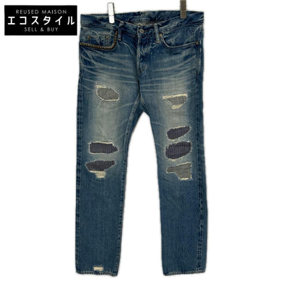 HYSTERIC GLAMOUR ヒステリックグラマー 0212AP03 クラッシュリペア加工 赤耳 ストレートデニムパンツ ボトムス