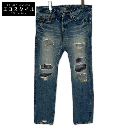 HYSTERIC GLAMOUR ヒステリックグラマー 0212AP03 クラッシュリペア加工 赤耳 ストレートデニムパンツ ボトムス