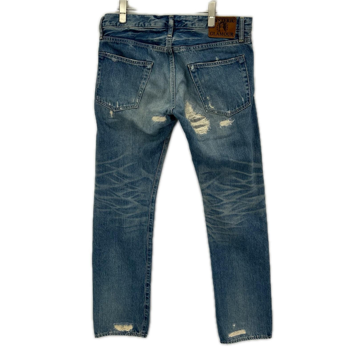 HYSTERIC GLAMOUR ヒステリックグラマー 0212AP03 クラッシュリペア加工 赤耳 ストレートデニムパンツ ボトムス