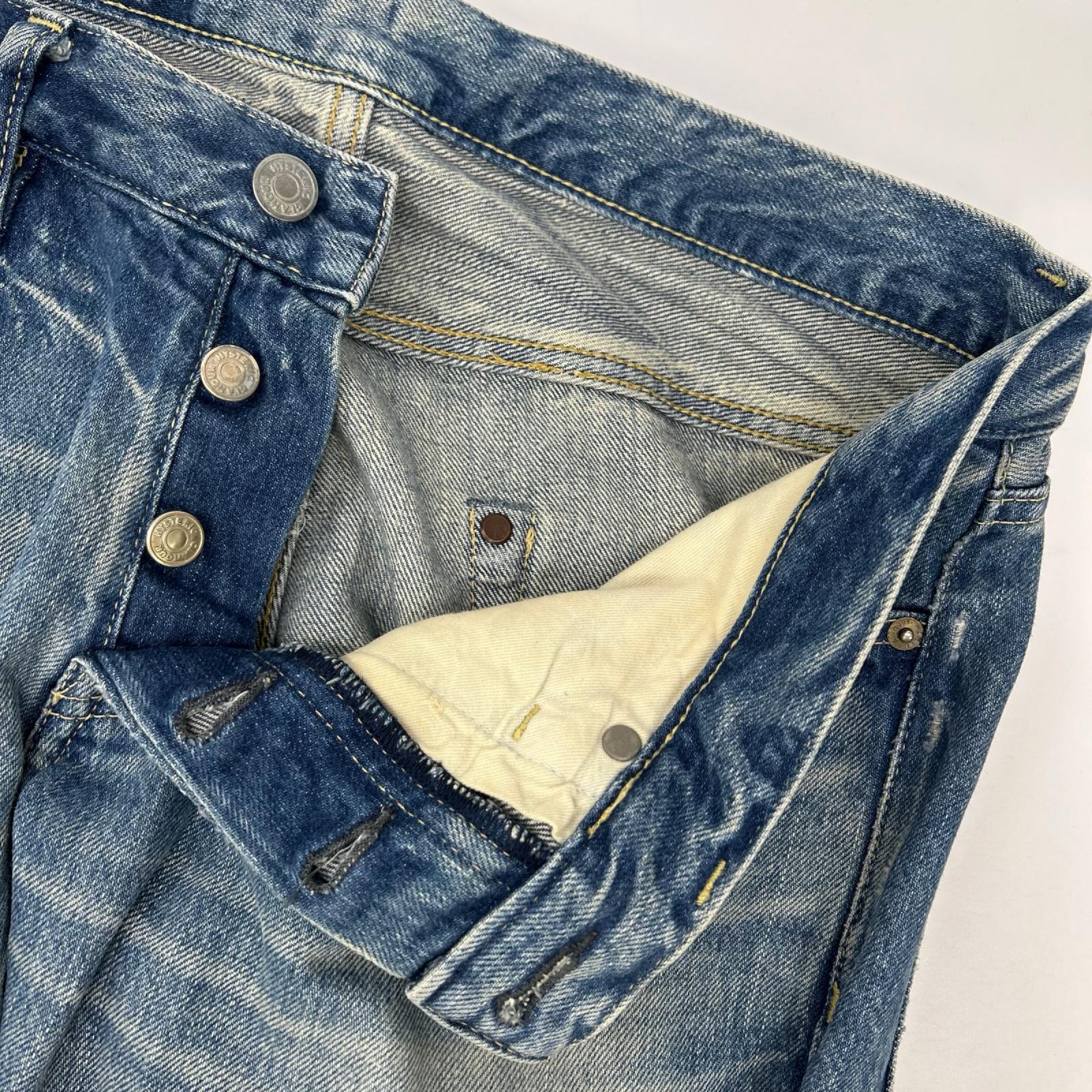 HYSTERIC GLAMOUR ヒステリックグラマー 0212AP03 クラッシュリペア加工 赤耳 ストレートデニムパンツ ボトムス