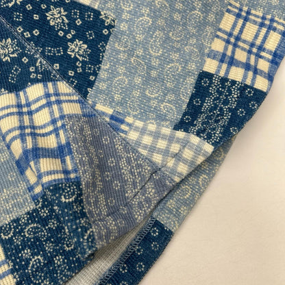 POLObyRalphLauren ポロラルフローレン ブルー パッチワーク ダブルニット スリーブレスドレス ワンピース