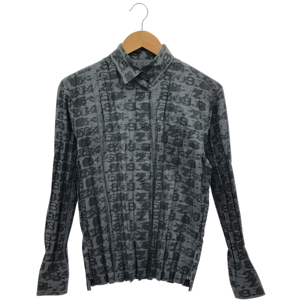 ISSEY MIYAKE FETE イッセイミヤケフェット IF72FJ255 グレー 総柄 プリーツシャツ トップス