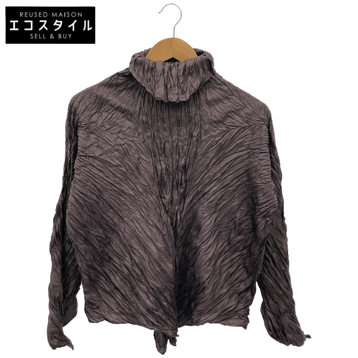 ISSEY MIYAKE イッセイミヤケ IM33-FJ905 パープル プリーツ シワ加工 ハイネックトップス トップス