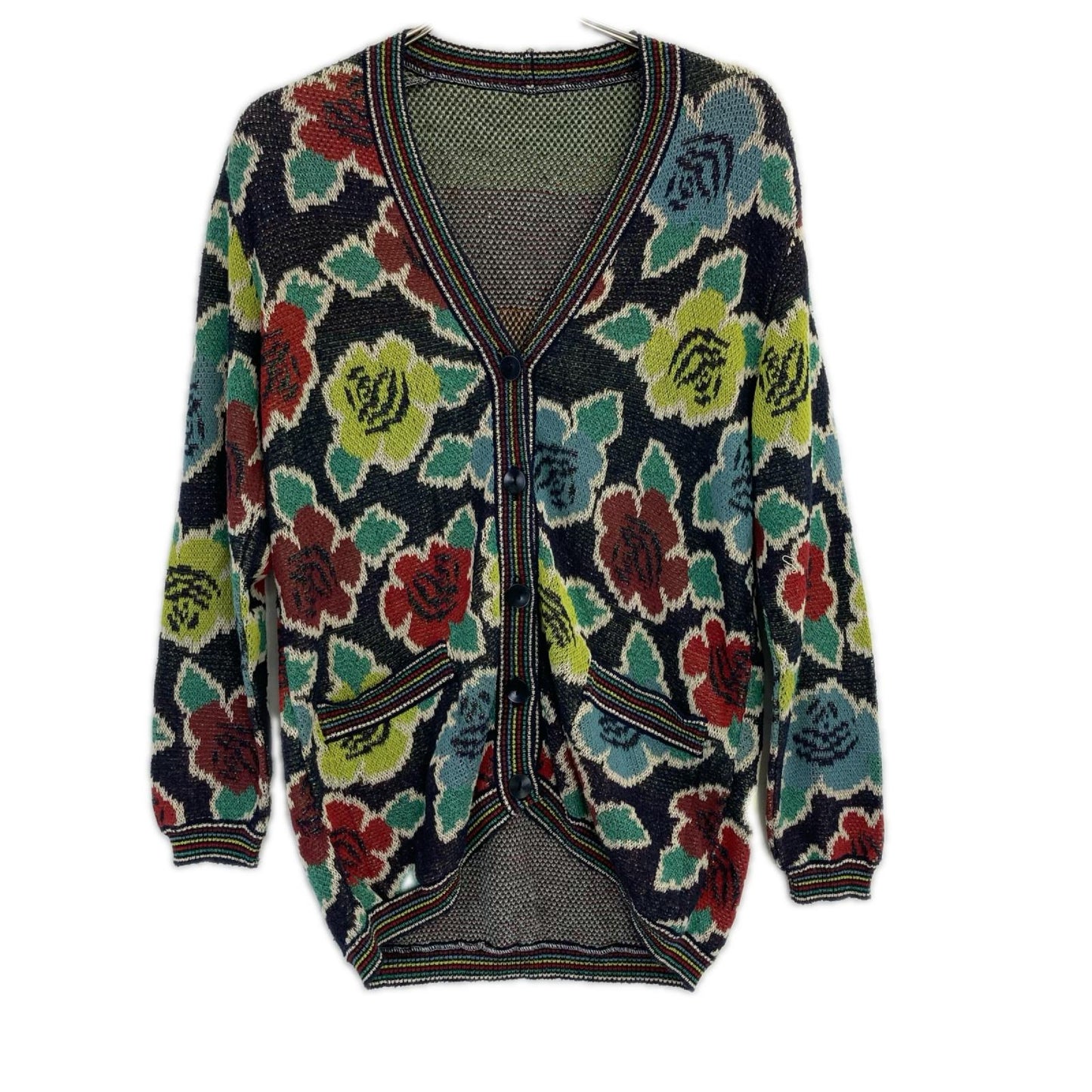 MISSONI SPORT ミッソーニスポーツ マルチカラー フラワー柄 ポケット Vネックカーディガン トップス