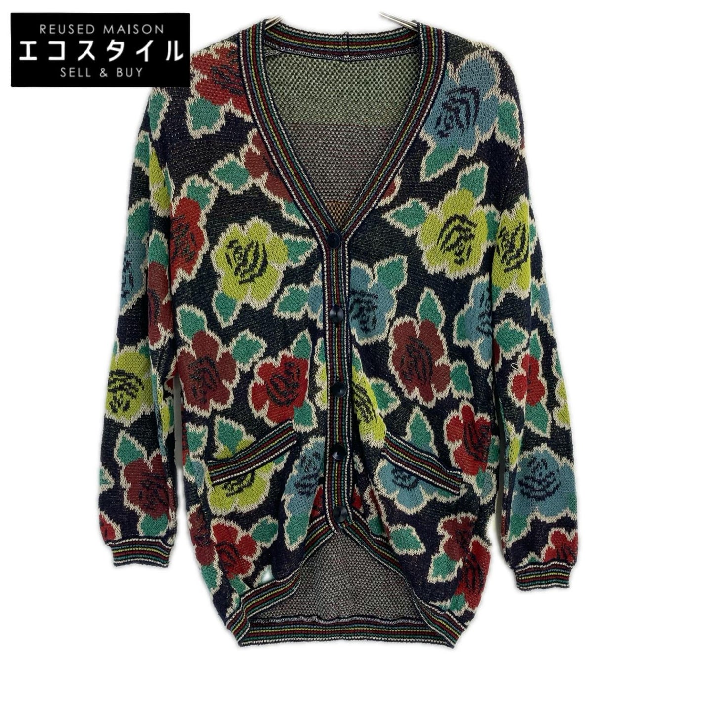 MISSONI SPORT ミッソーニスポーツ マルチカラー フラワー柄 ポケット Vネックカーディガン トップス