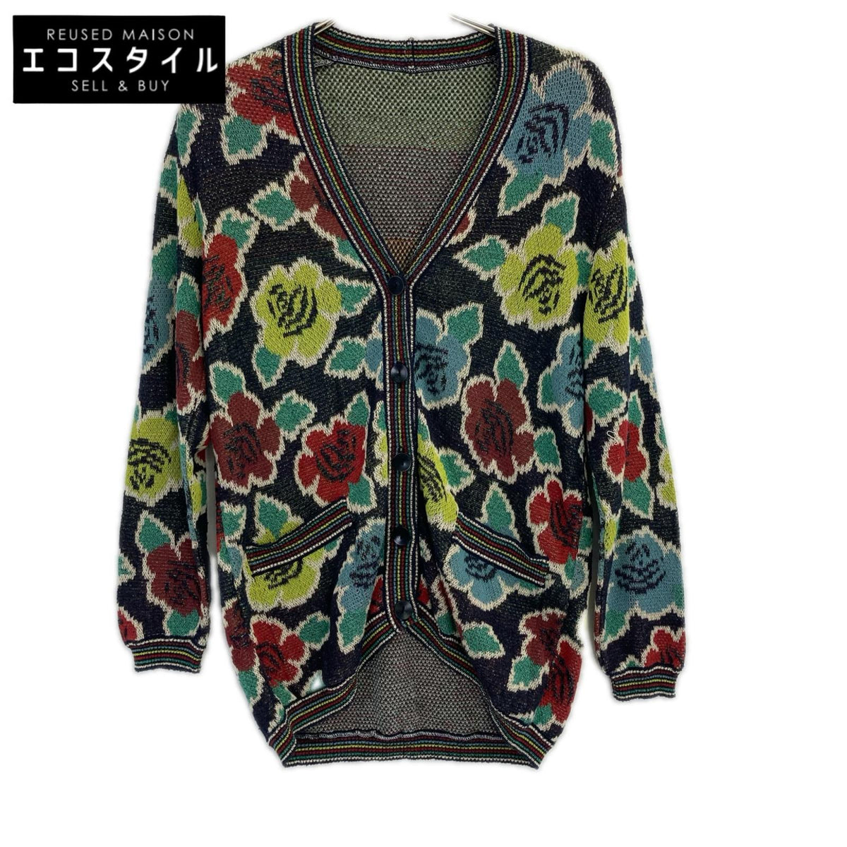 MISSONI SPORT ミッソーニスポーツ マルチカラー フラワー柄 ポケット Vネックカーディガン トップス