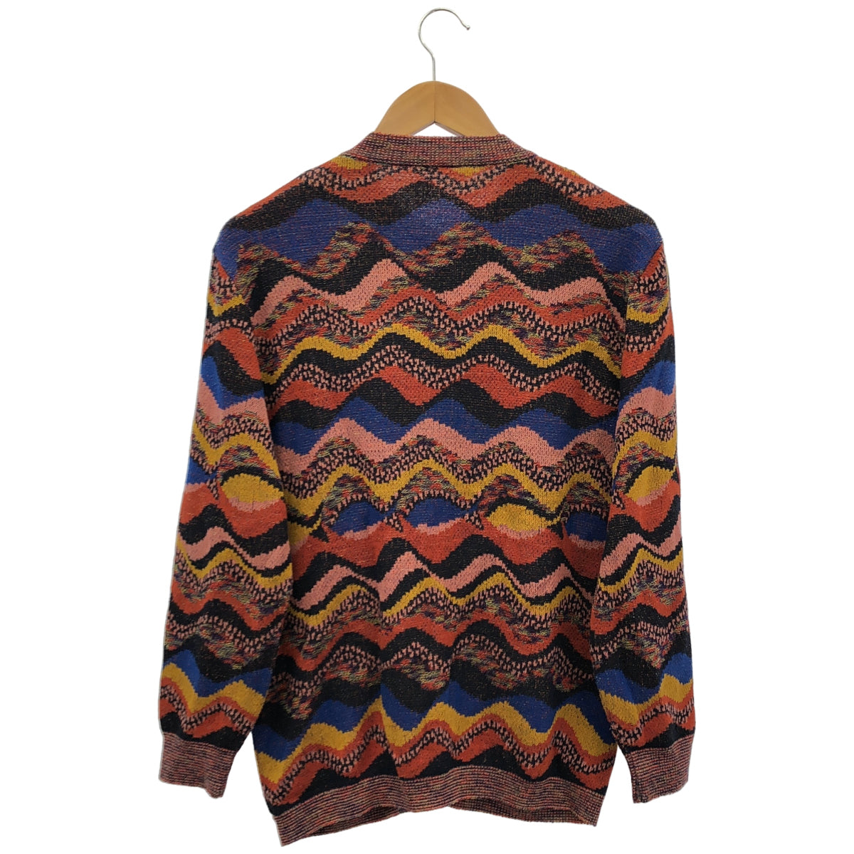 MISSONI SPORT ミッソーニスポーツ マルチカラー オレンジ系 ポケット デザインボーダー クルーネックカーディガン トップス