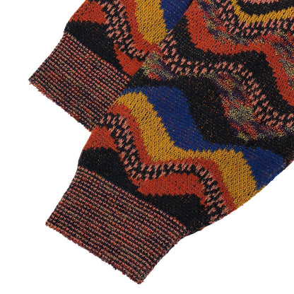 MISSONI SPORT ミッソーニスポーツ マルチカラー オレンジ系 ポケット デザインボーダー クルーネックカーディガン トップス
