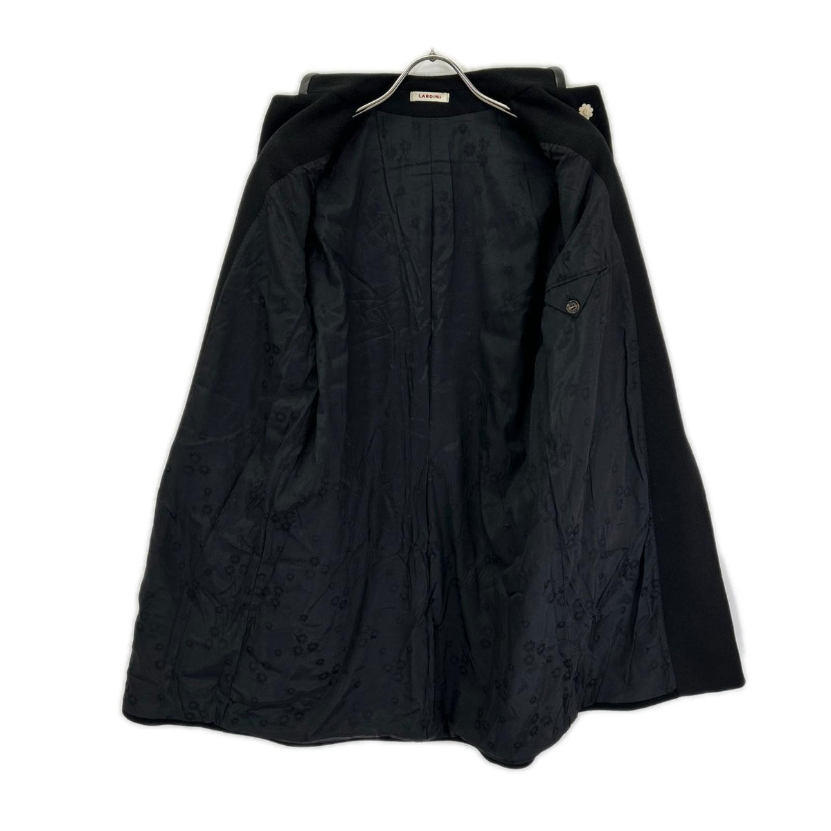 LARDINI ラルディーニ A9JEDERA ブラック カシミヤ100 レザー切り替え チェスターコート コート