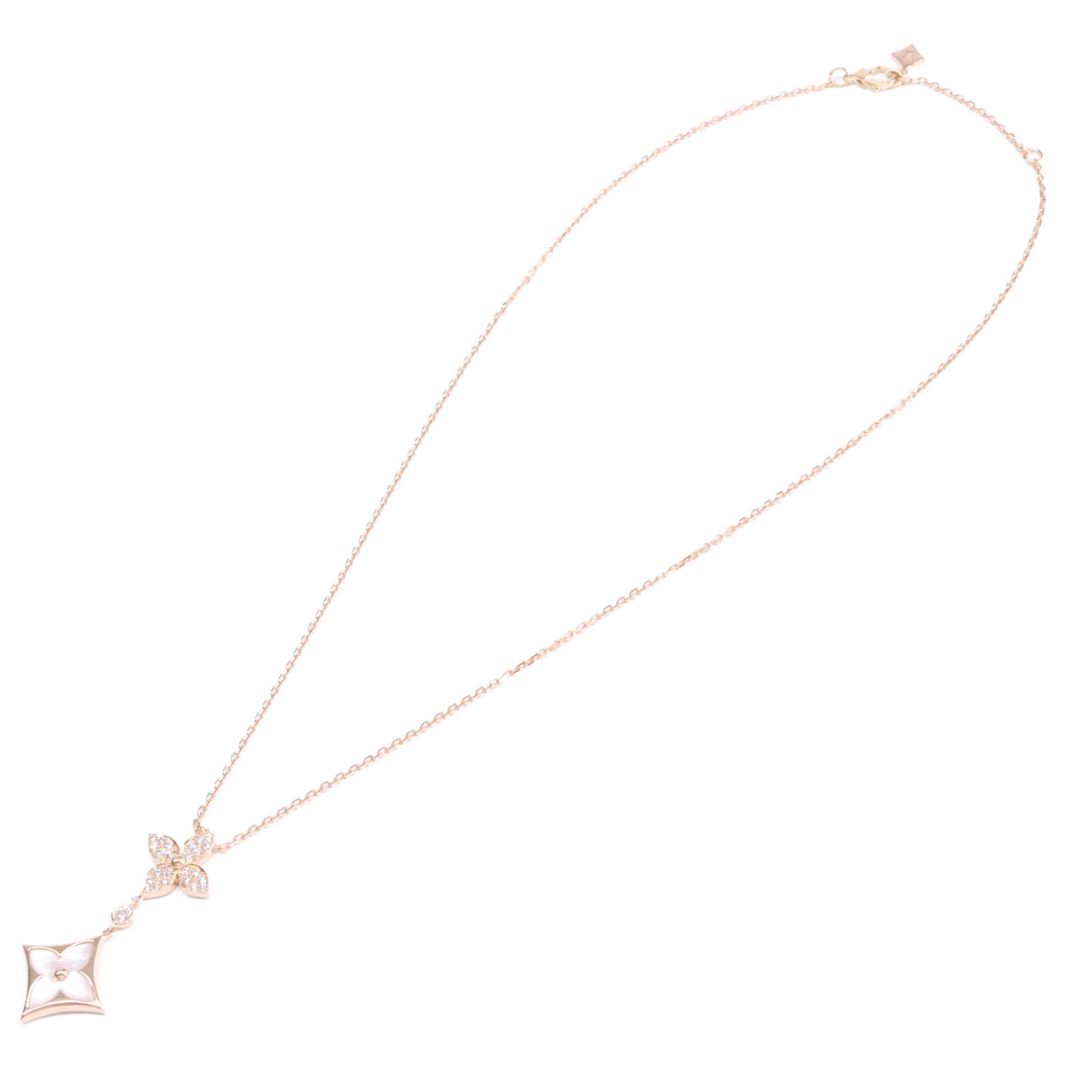 LOUIS VUITTON ルイヴィトン 新品仕上げ済み Au750 Q94676 マザーオブパール ダイヤモンド ペンダントスターブロッサム ネックレス