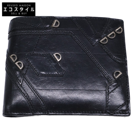 Dior HOMME ディオールオム エディ期 04LU 1023 レザーパッチワーク D金具 二つ折り財布 二つ折り財布（小銭入れあり）