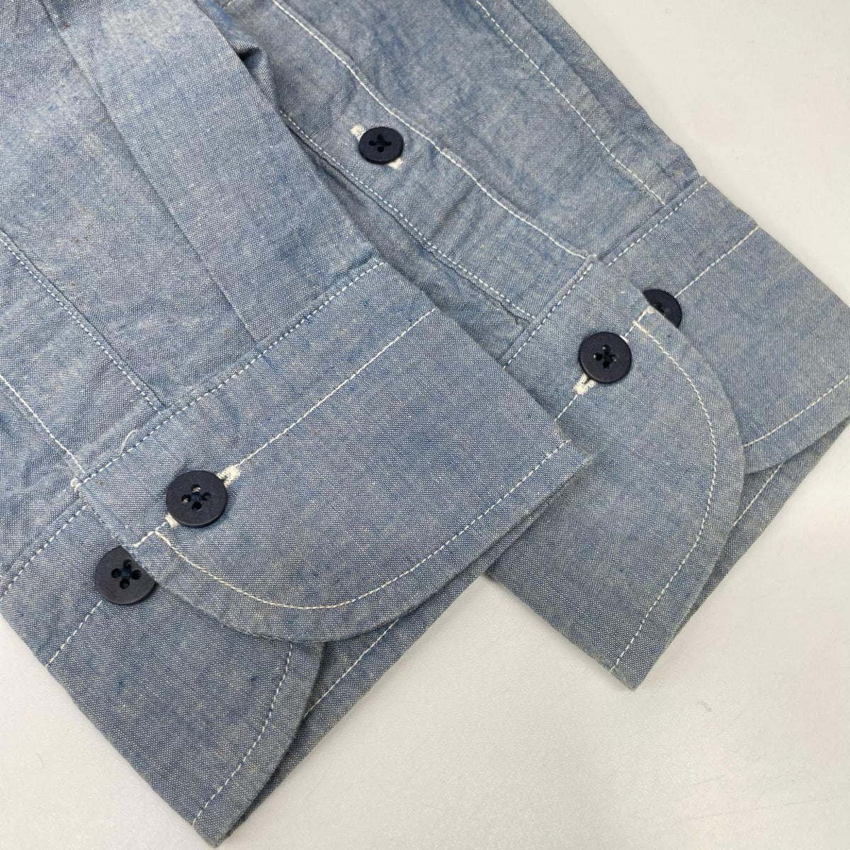 桃太郎ジーンズ 桃太郎ジーンズ ブルー シャンブレー ボタンダウン シャツ トップス
