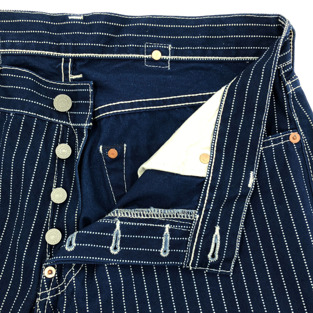 STUDIO D'ARTISAN ステュディオダルチザン 1666W インディゴ染め 抜染ドット ウォバッシュストライプ ワークパンツ ボトムス