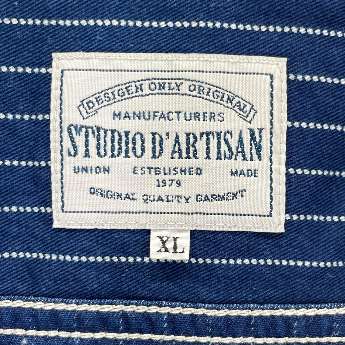 STUDIO D'ARTISAN ステュディオダルチザン 5532 ブルー ウォバッシュストライプ 半袖ワークシャツ トップス