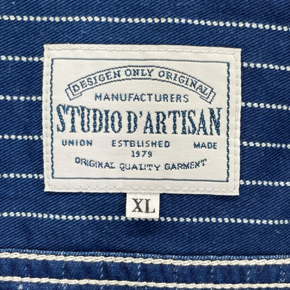 STUDIO D'ARTISAN ステュディオダルチザン 5532 ブルー ウォバッシュストライプ 半袖ワークシャツ トップス