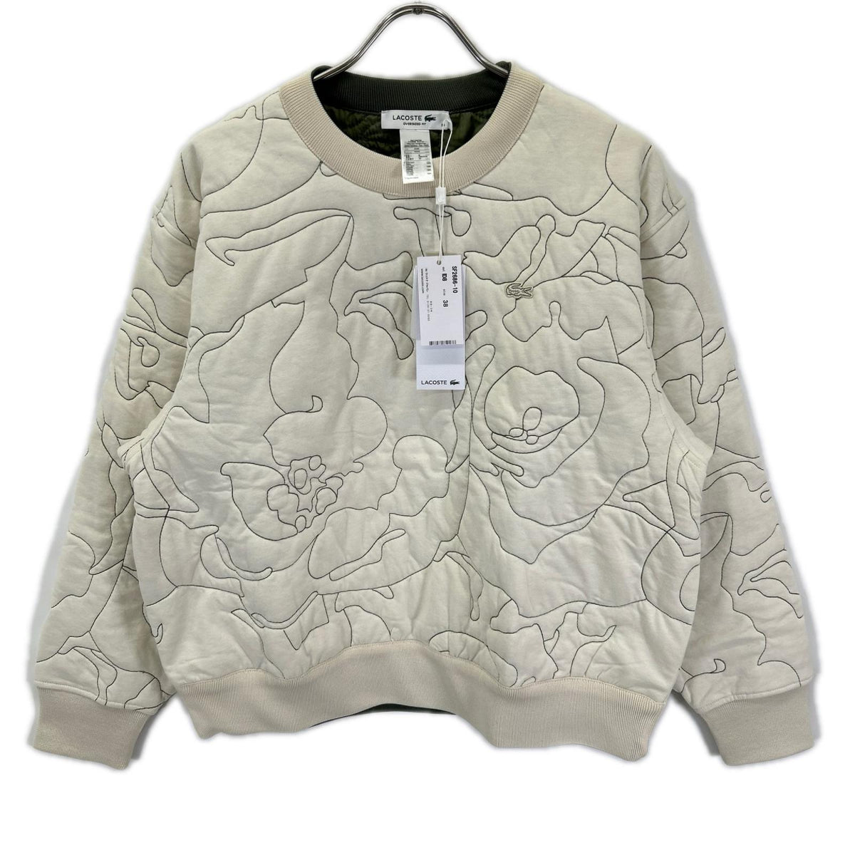Lacoste ラコステ SF2686-10 カーキオリーブ リバーシブル キルティング クルーネック トップス