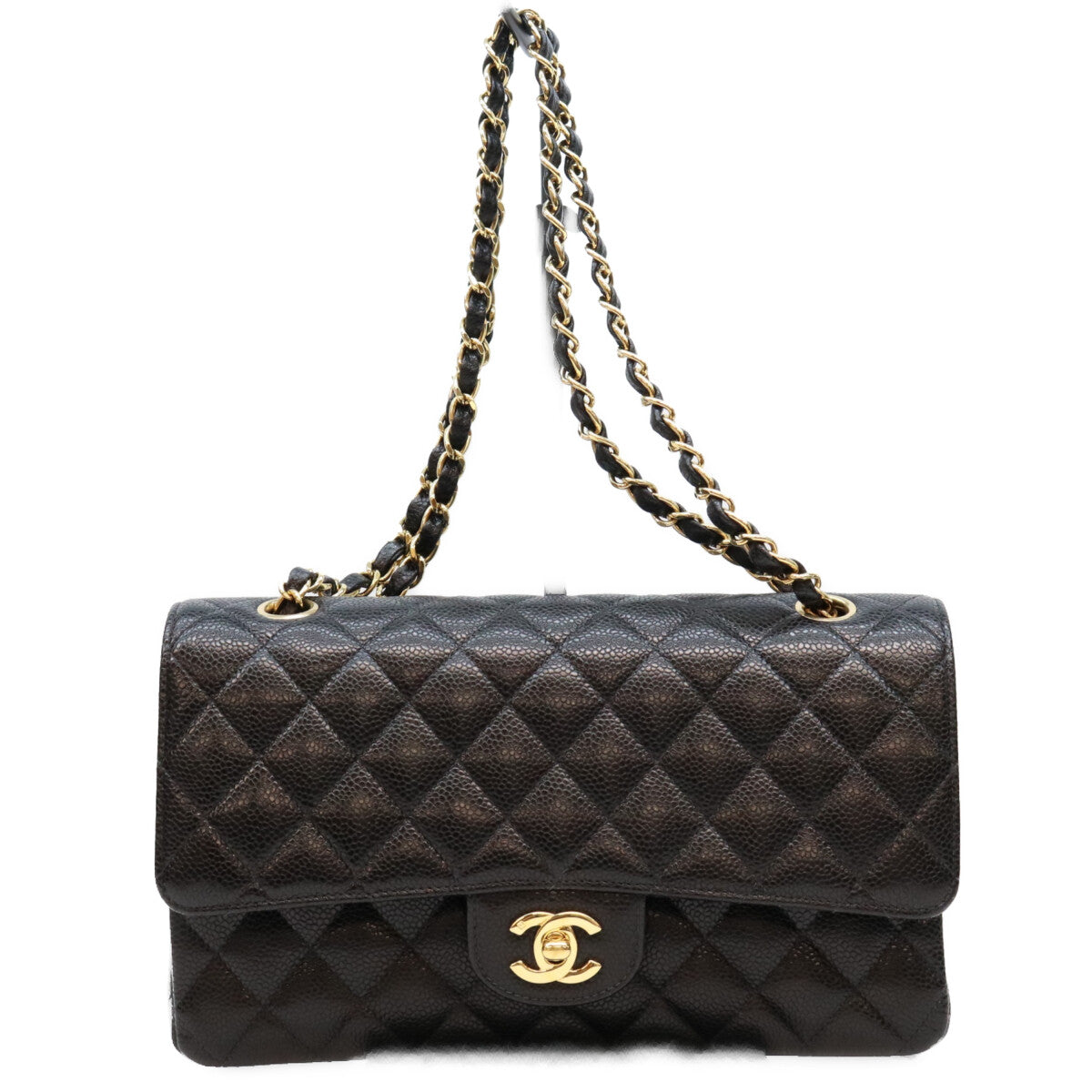 CHANEL シャネル 10番 A01112 黒 内黒 キャビア GP金具 マトラッセ25 ショルダーバッグ ショルダーバッグ