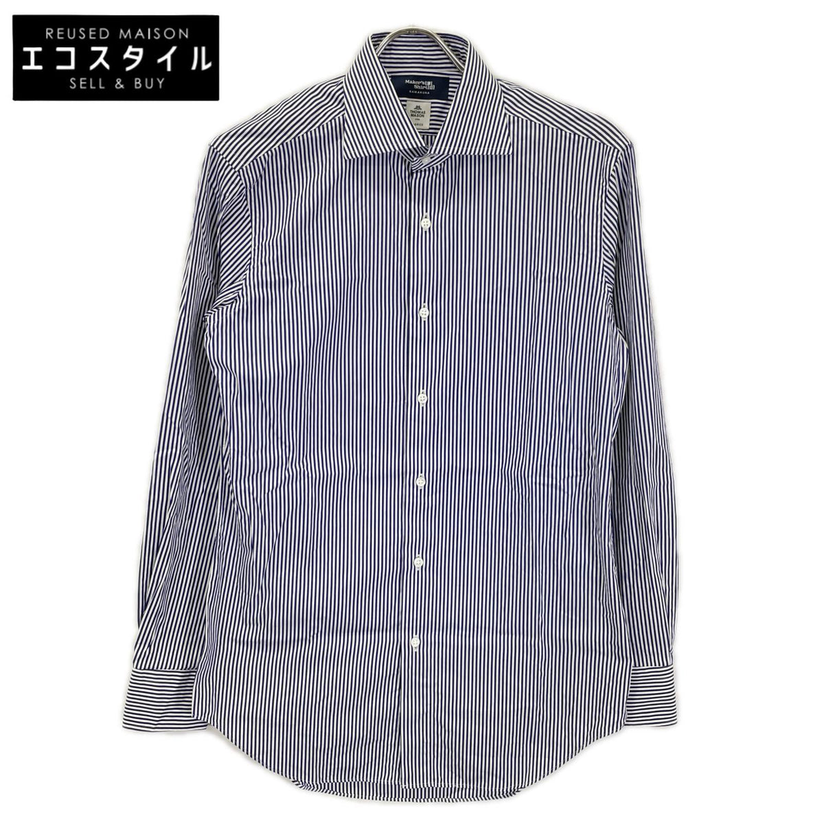 Maker's Shirt鎌倉 Maker's Shirt鎌倉 ネイビー THOMAS MASONブロードクロス(ポプリン) ストライプ シャツ トップス