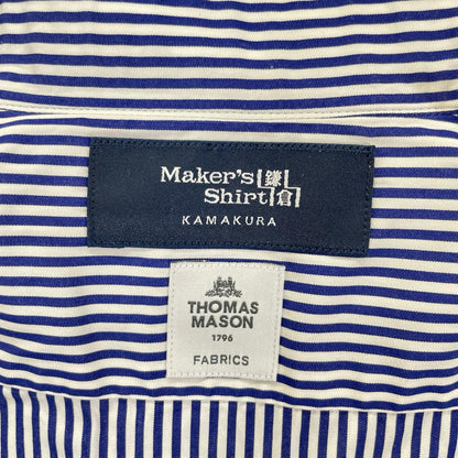 Maker's Shirt鎌倉 Maker's Shirt鎌倉 ネイビー THOMAS MASONブロードクロス(ポプリン) ストライプ シャツ トップス