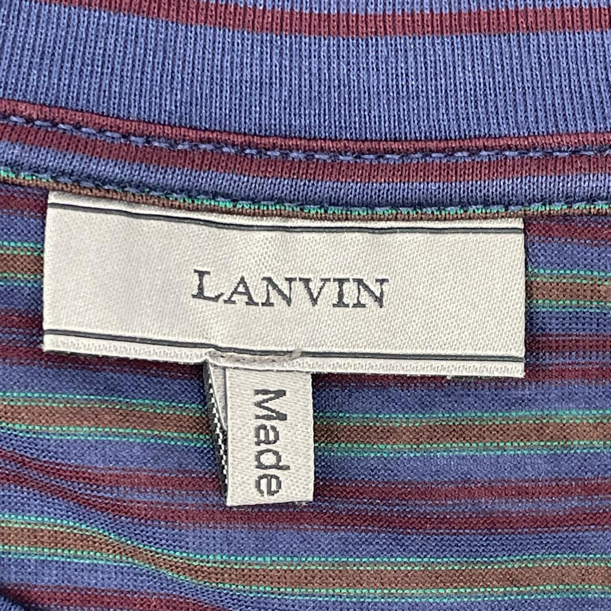 LANVIN ランバン RMJE0014A19/2439 ミッドナイトブルー ボーダー ポケット Tシャツ トップス