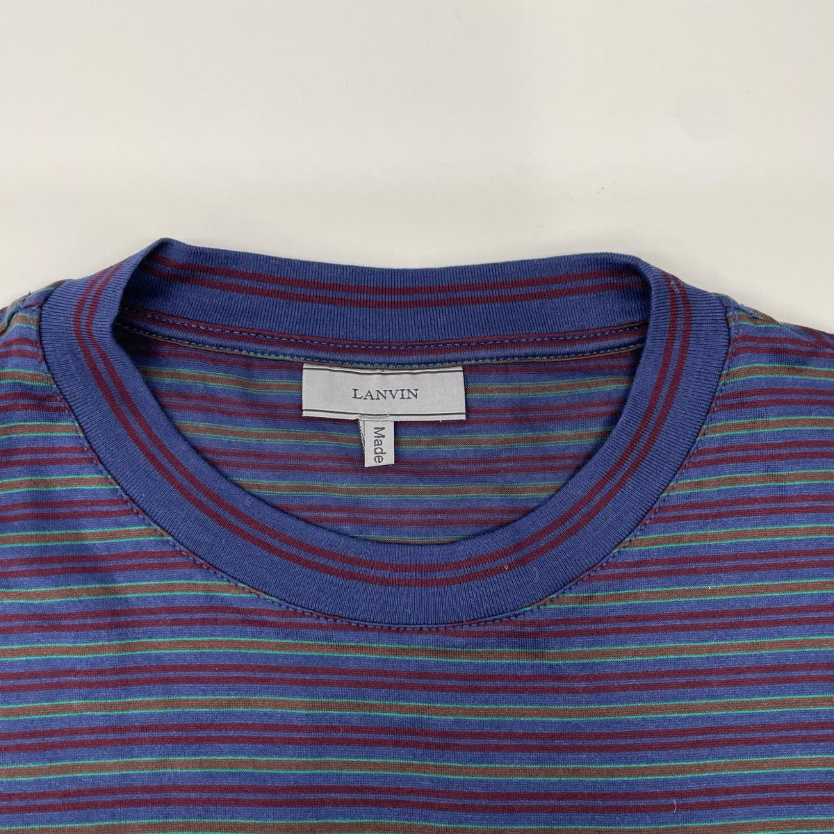 LANVIN ランバン RMJE0014A19/2439 ミッドナイトブルー ボーダー ポケット Tシャツ トップス