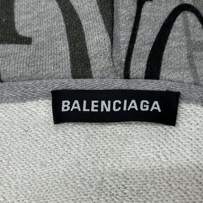 BALENCIAGA バレンシアガ 19年 578129 TEVA5 グレー 総柄 ランダムロゴ ジップアップパーカー トップス