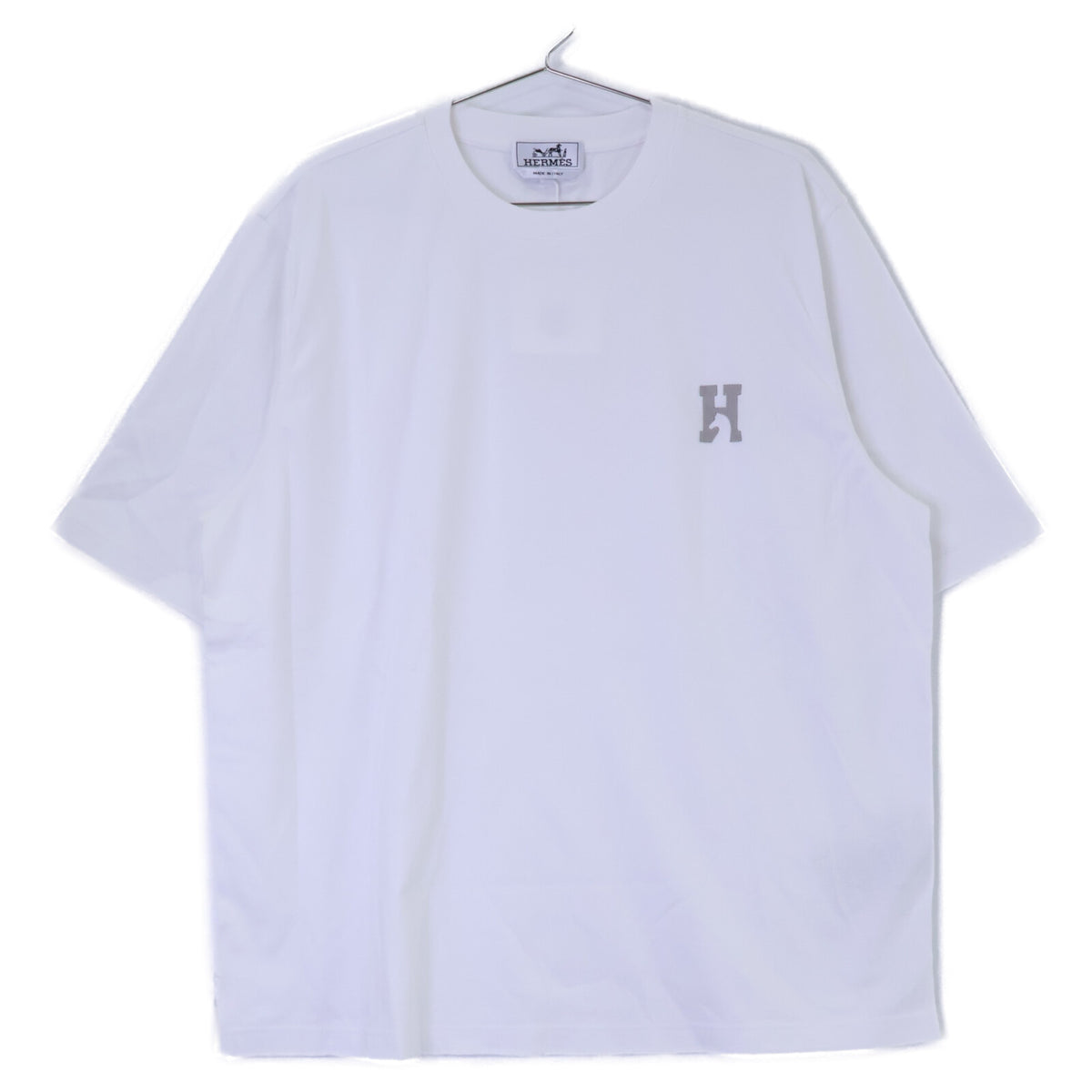HERMES エルメス 新品同様 667805HA90ME ミニレザーパッチ アッシュバル Tシャツ トップス