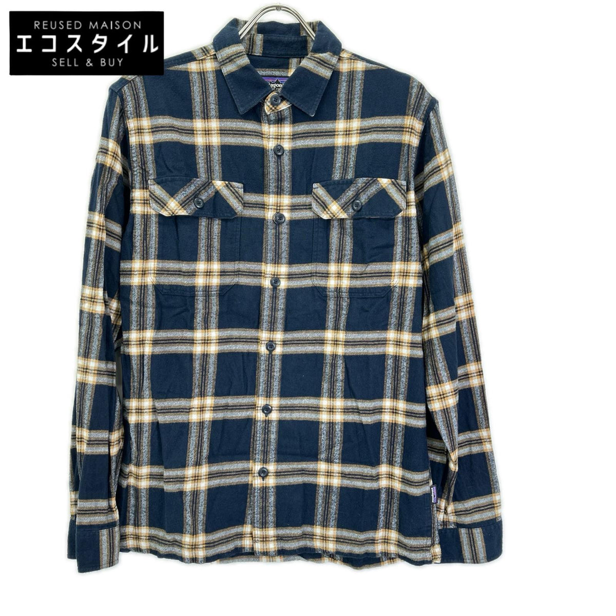 Patagonia パタゴニア 42400 ブルー チェック ロングスリーブ ミッドウェイト フィヨルド フランネルシャツ トップス