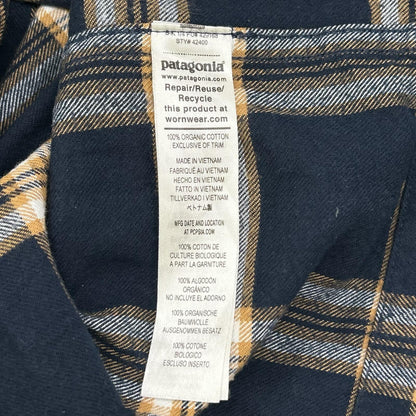 Patagonia パタゴニア 42400 ブルー チェック ロングスリーブ ミッドウェイト フィヨルド フランネルシャツ トップス