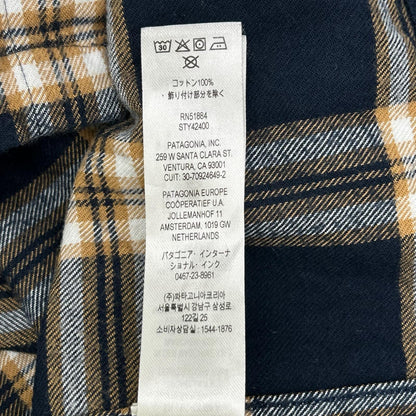Patagonia パタゴニア 42400 ブルー チェック ロングスリーブ ミッドウェイト フィヨルド フランネルシャツ トップス