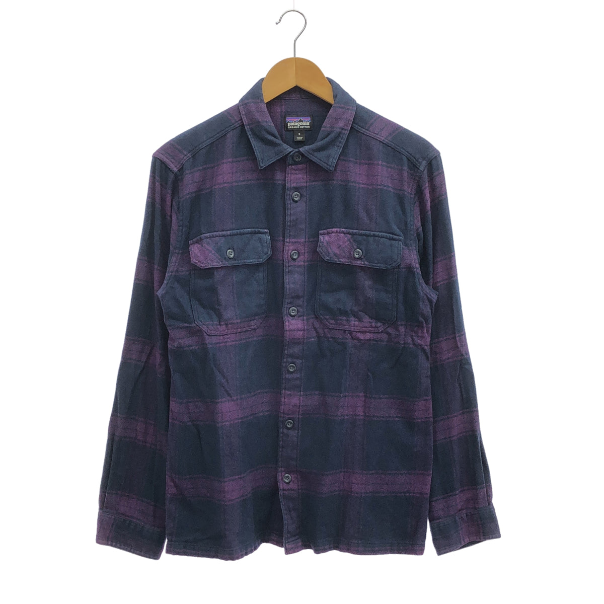 Patagonia パタゴニア 53947 ネイビー チェック ロングスリーブ フィヨルド フランネルシャツ トップス
