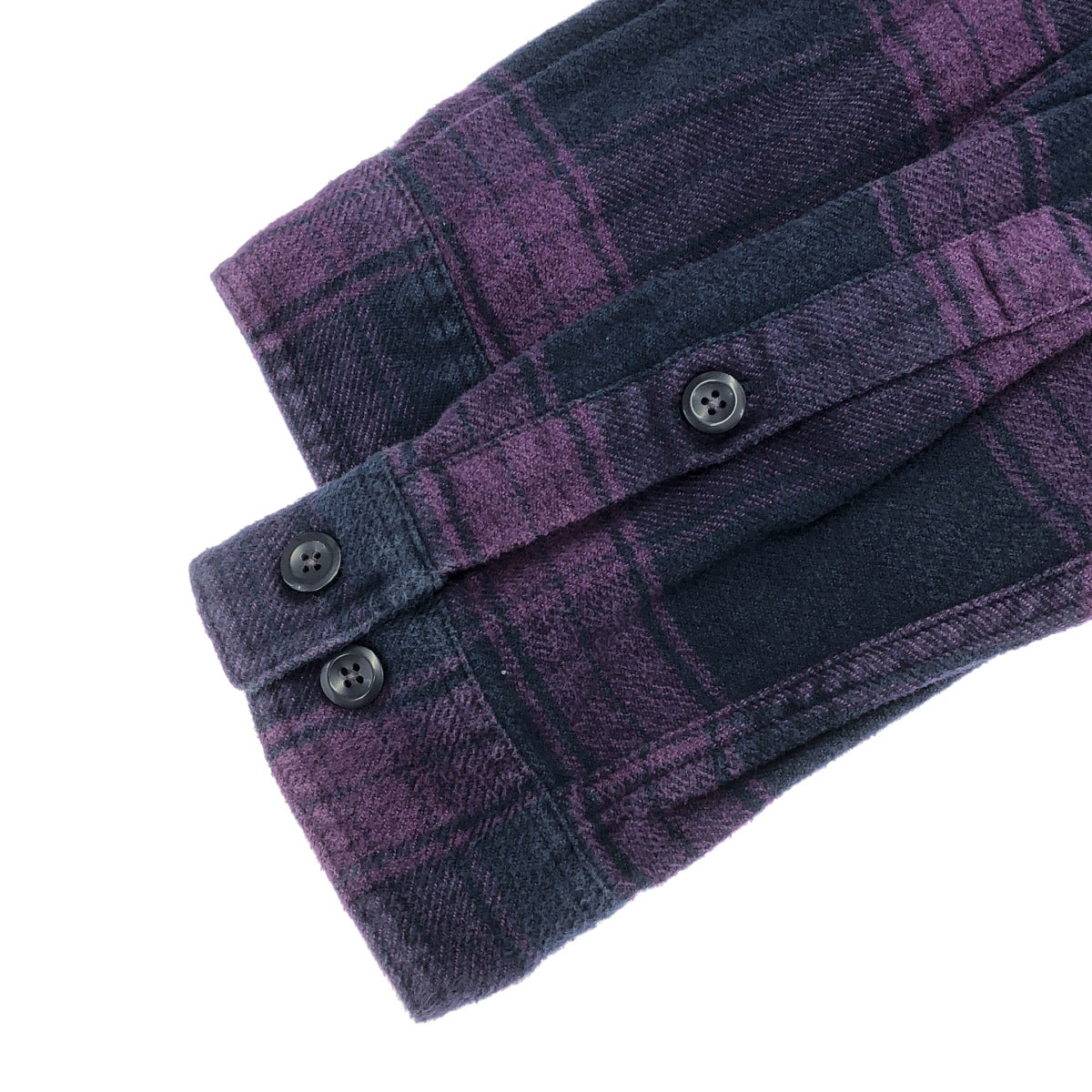 Patagonia パタゴニア 53947 ネイビー チェック ロングスリーブ フィヨルド フランネルシャツ トップス