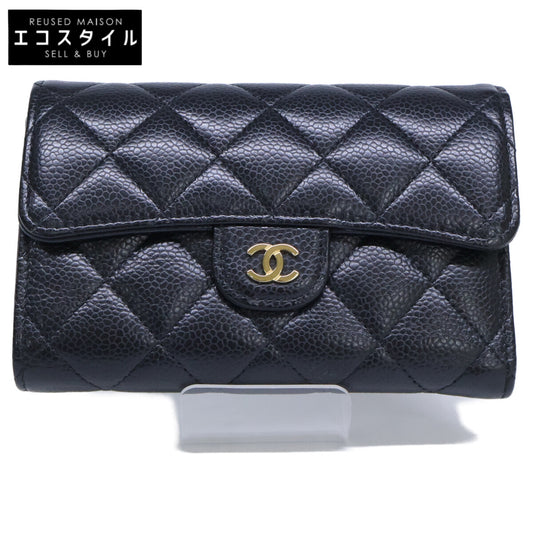 CHANEL シャネル AP0232 キャビアスキン マトラッセ ミディアム フラップ ウォレット 3つ折り財布 三つ折り財布（小銭入れあり）