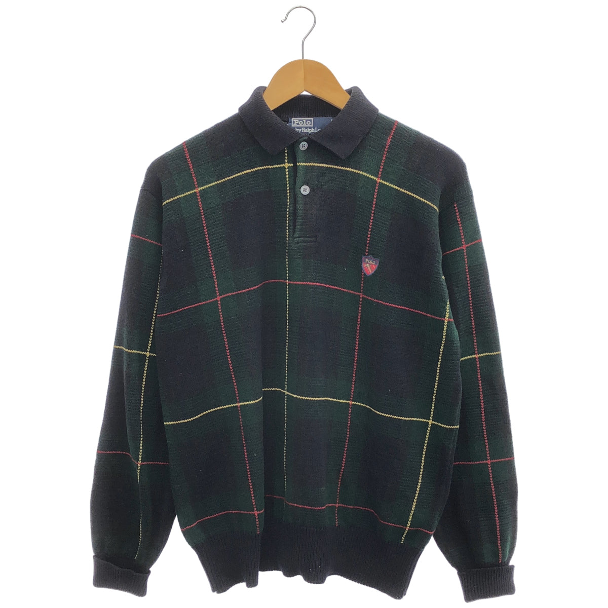 POLObyRalphLauren ポロラルフローレン グリーン コットン タータンチェック ニット ポロシャツ トップス