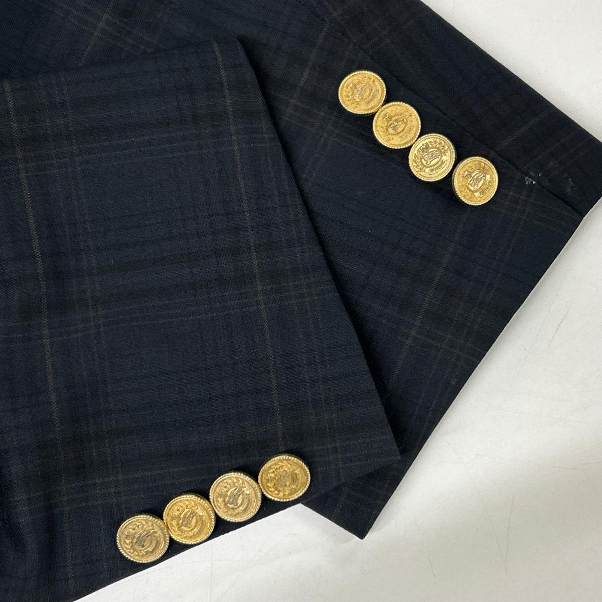 Burberry's バーバリーズ ネイビー チェック ウールモヘア ダブル ブレザー ジャケット ジャケット