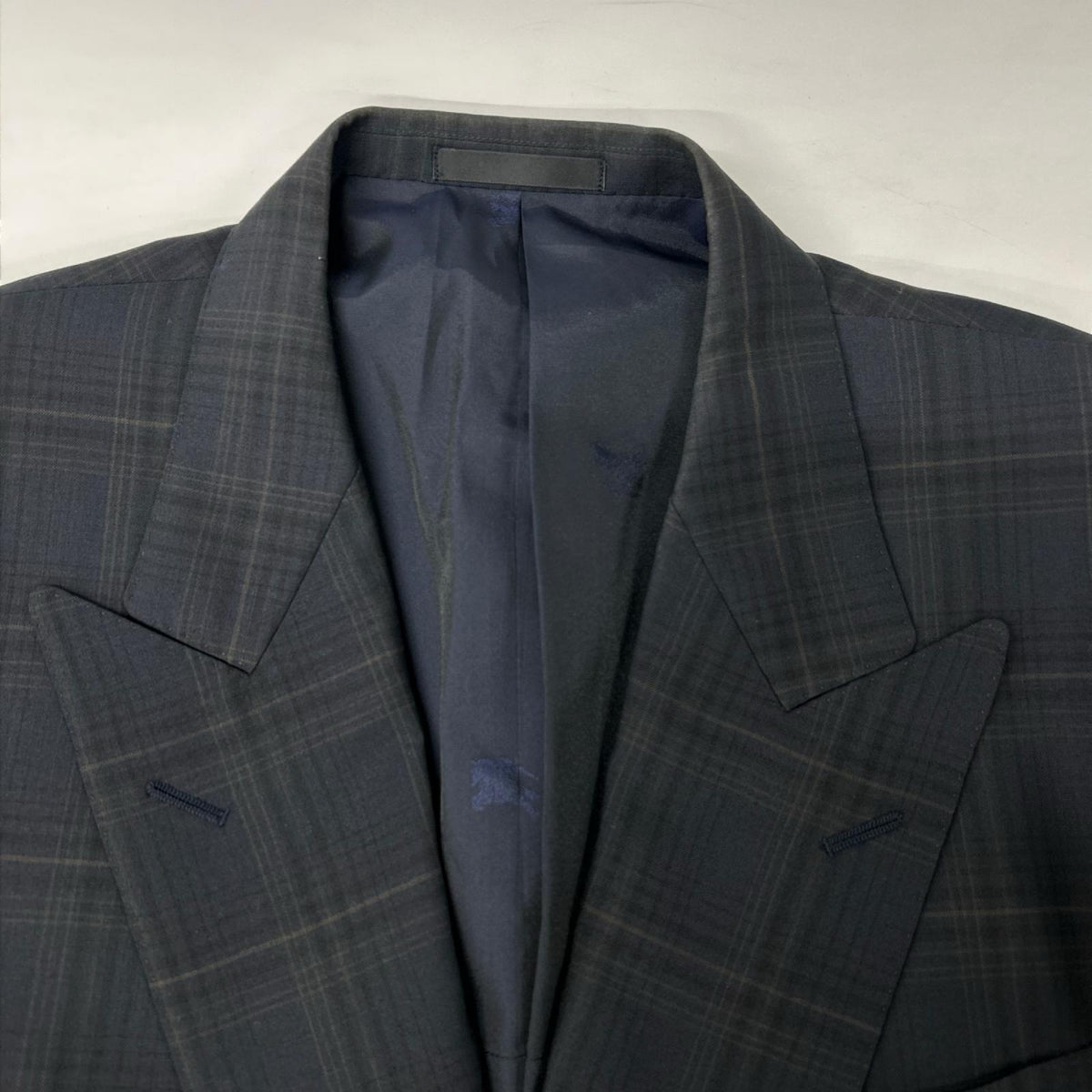 Burberry's バーバリーズ ネイビー チェック ウールモヘア ダブル ブレザー ジャケット ジャケット