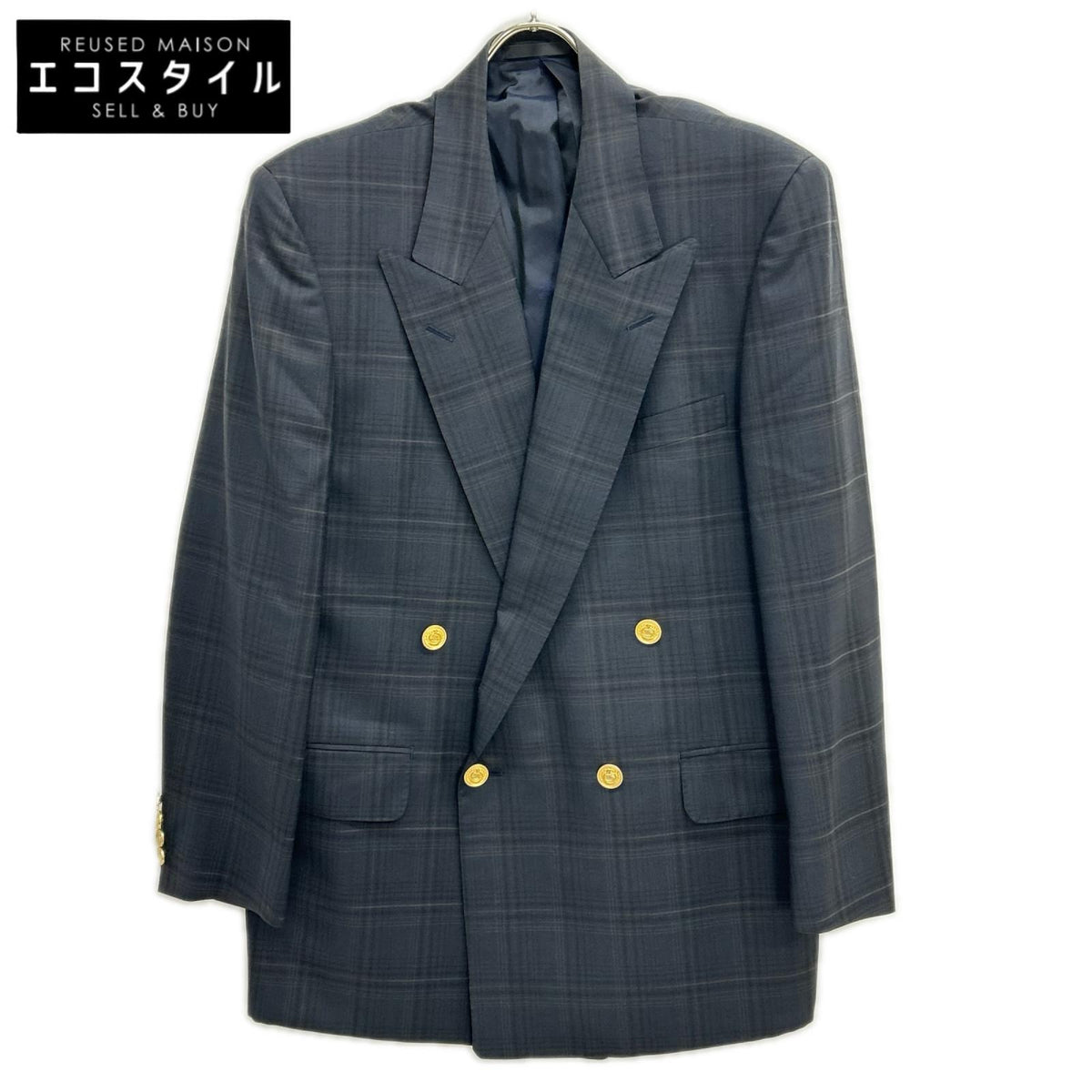 Burberry's バーバリーズ ネイビー チェック ウールモヘア ダブル ブレザー ジャケット ジャケット