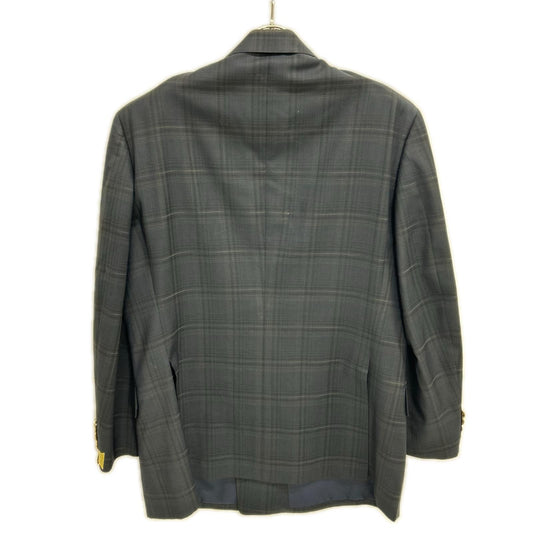 Burberry's Burberry's Navy Checked Wool Mohair Double-Breasted Blazer Jacket