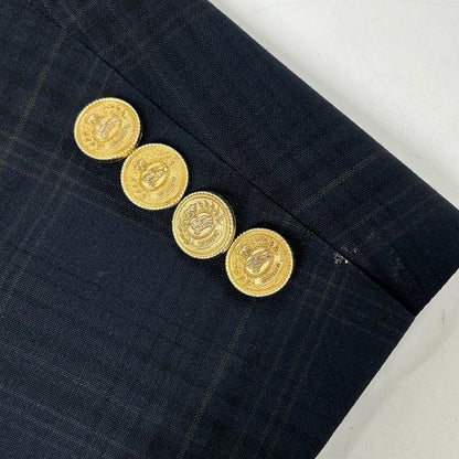 Burberry's バーバリーズ ネイビー チェック ウールモヘア ダブル ブレザー ジャケット ジャケット