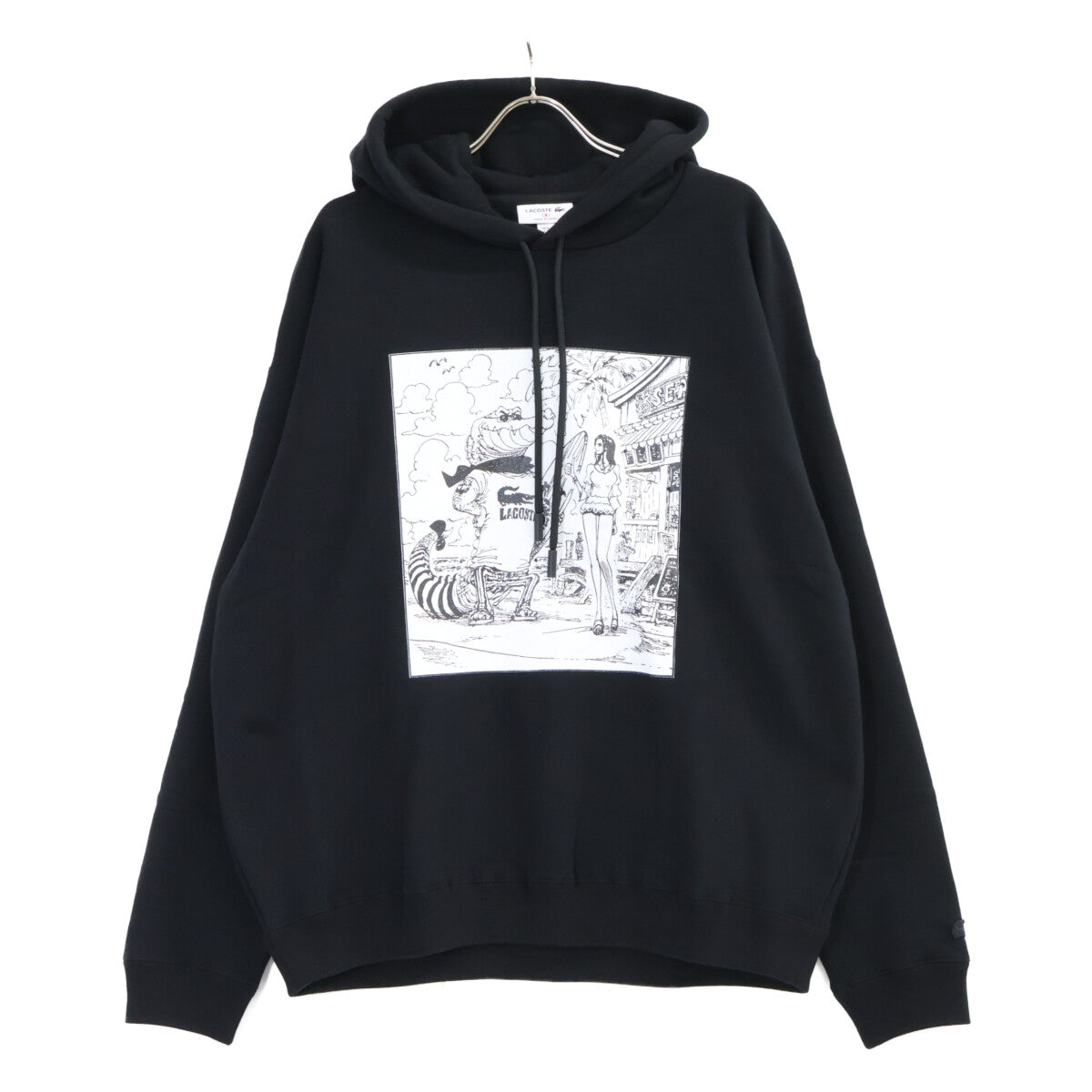 Lacoste ラコステ SH5234-99 xONE PIECE ブラック Front Cover Print Hoodie トップス