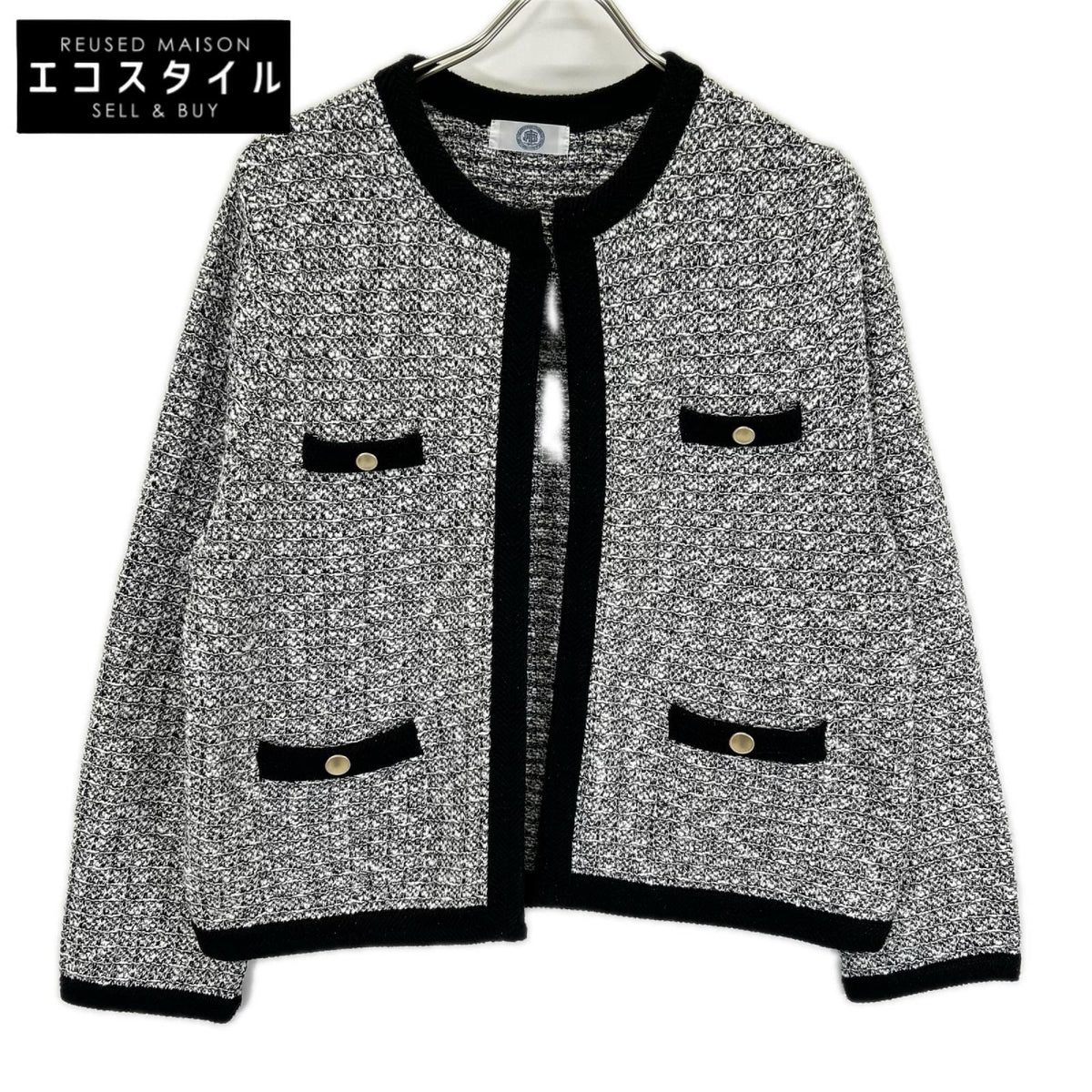 J.PRESS ジェイプレス KRGTGS0015 ホワイト×ブラック TWEED ニット ジャケット ジャケット