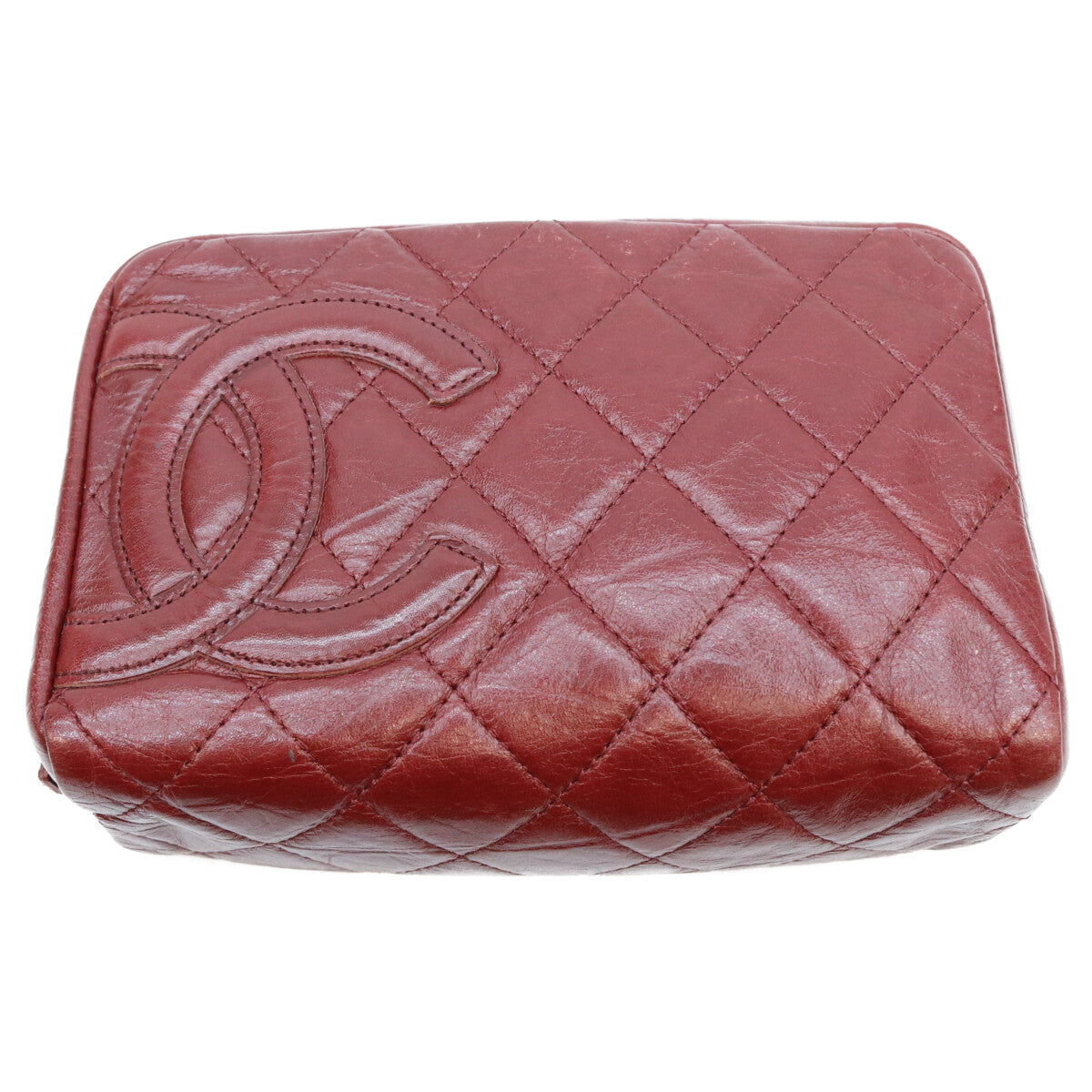CHANEL シャネル 12番 A34717 ボルドー エイジドレザー カンボンライン コットンクラブ コスメポーチ ポーチ