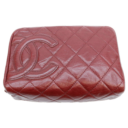 CHANEL シャネル 12番 A34717 ボルドー エイジドレザー カンボンライン コットンクラブ コスメポーチ ポーチ