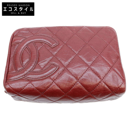 CHANEL シャネル 12番 A34717 ボルドー エイジドレザー カンボンライン コットンクラブ コスメポーチ ポーチ