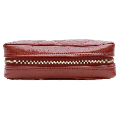 CHANEL シャネル 12番 A34717 ボルドー エイジドレザー カンボンライン コットンクラブ コスメポーチ ポーチ