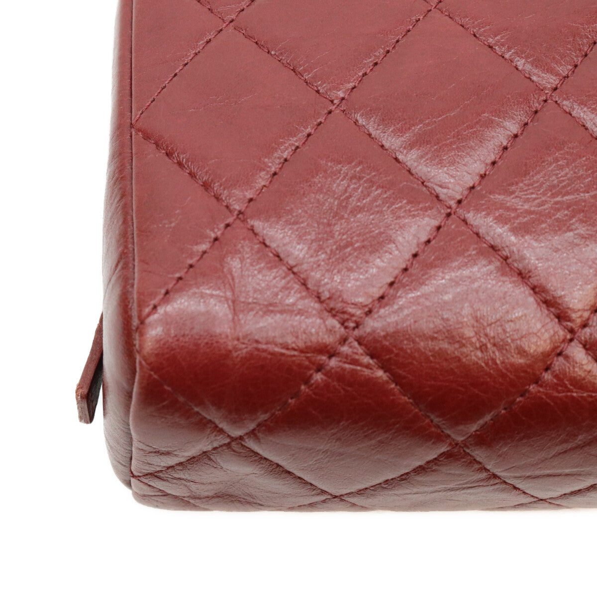 CHANEL シャネル 12番 A34717 ボルドー エイジドレザー カンボンライン コットンクラブ コスメポーチ ポーチ