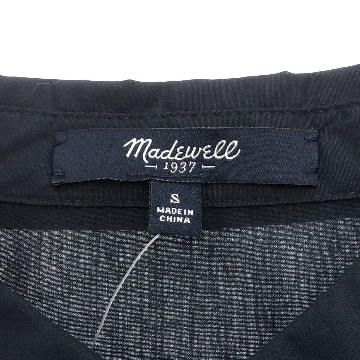 MADEWELL メイドウェル ネイビー コットン キャップスリーブ フロントボタン ブラウスワンピース トップス