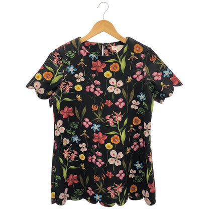 TED BAKER テッドベーカー ブラック フラワープリント ハンプトンコート スカラップ ドレッシートップワーク トップス