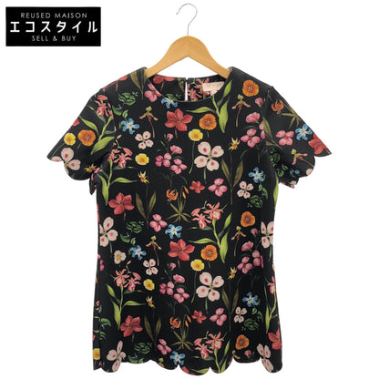 TED BAKER テッドベーカー ブラック フラワープリント ハンプトンコート スカラップ ドレッシートップワーク トップス