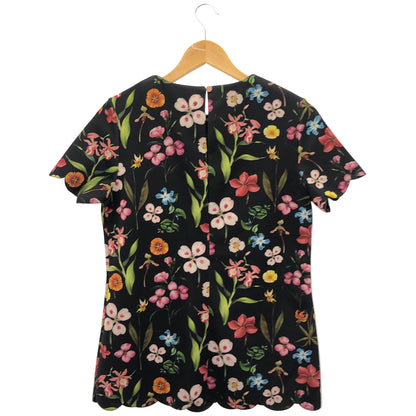 TED BAKER テッドベーカー ブラック フラワープリント ハンプトンコート スカラップ ドレッシートップワーク トップス